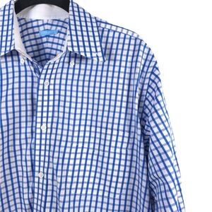 NWOT J. McLaughlin Gingham Button Down Long Sleeve Shirt Size 100% Cotton MEDIUM